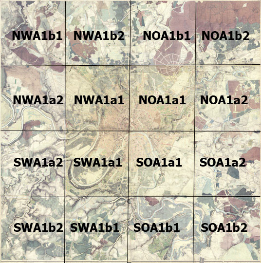 Расположение листов плана Москвы 1838 года