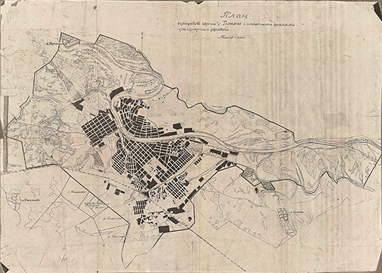 План городской черты г. Тюмени 1:20К %Plan of Tymen and vicinity
План городской черты г. Тюмени с смежными землями пригородных деревень. Масштаб 1:20,000. 1920-е годы.
Ключевые слова: Тюмень