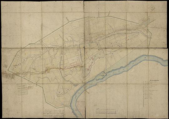 План города Владимира 1:4,200 %Plan of Vladimir
План гор. Владимира. 50 с. д. 4 накл. в папке. 1 пл. на 4-х л.л. Середина XIX века. Размер в сложенном виде 29х53,5 см. Масштаб - 50 сажен в дюйме. - 
Ключевые слова: Владимир