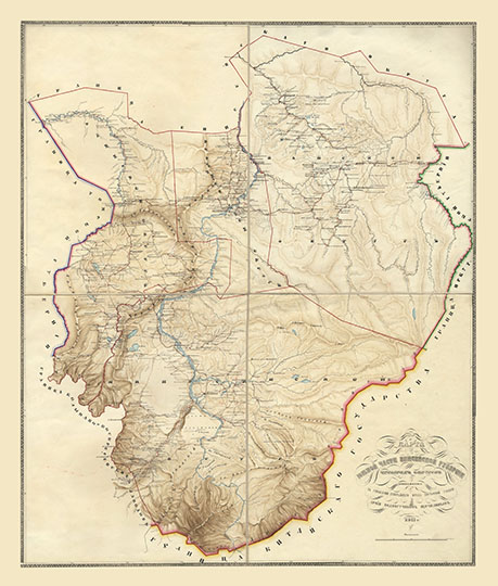 Карта Южной части Енисейской губернии 1:1М %Map of south part of Enisey gubernia
Карта Южной части Енисейской губернии четырёх округов составлена в управлении Генерального Штаба Восточной Сибири армии подпоручиком Щечилиным. 1855г. Масштаб - 25 вёрст в дюйме.
Ключевые слова: Красноярск