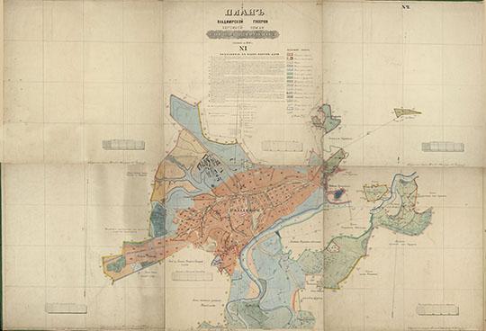 План  выгонной земли города Владимира 1:8,400 %Plan of Vladimir
План  Владимирской губернии выгонной земли города Владимира, снятый в 1849 г. На 6 листах 54х54 см. Масштаб - 100 сажен в дюйме. - 
Ключевые слова: Владимир