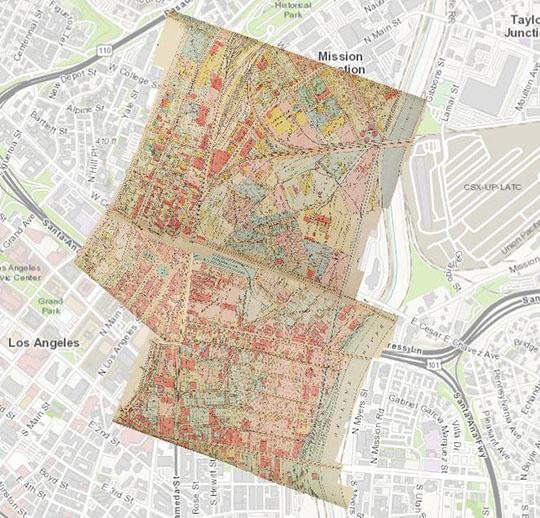 План центра Лос-Анджелеса  %  Los Angeles center
План центральной части Лос-Анджелеса. Склейка листов из атласа издания 1921 года. 
Ключевые слова: Лос-Анджелес,США