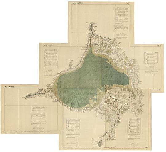 Озеро Ильмень и его пойма 1:50К %Lake Ilmen
Озеро Ильмень и его пойма. Масштаб 1:50,000. Составная карта из 6 планов озера Ильменя с истоком реки Волхова и устьями рек: Мсты, Ловати и Шелоны в масштабе 500 саженей в 0.01 сажени. По исследованиям Ильменской и Молого-Мстинской описных партий, произведенных в 1885 - 1888 годах. Издание статистического отдела министерства путей сообщения. 1890е годы.
Ключевые слова: Великий Новгород,Ильмень,Старая Русса,издательство Ильина