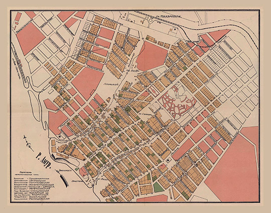 План города Хабаровска 1:8,400 %Plan of Khabarovsk
План города Хабаровска. 1927г. Издание редакции газеты "Тихоокеанская Звезда". Типо-лито-фото-цинкография акционерного общества "Книжное дело", г. Хабаровск. На врезке список переименований улиц Хабаровска.
Ключевые слова: Хабаровск