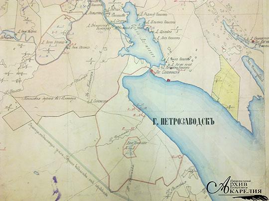 Фрагмент плана Петрозаводского уезда %Map of Petrozavodsk uezd
Фрагмент плана Петрозаводского уезда Олонецкой губернии. 1897 год.  Из фондов Национального архива Республики Карелия. 

Ключевые слова: Петрозаводск