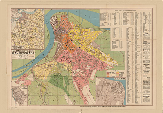 План города Белграда 1:12К %Plan of Belgrade
План города Белграда. Масштаб 1:12,500. Белград, 1925. Beograd: Plan grada. Marinković, Vladimir. Sveslovenska knjižarnica M. J. Stefanovića i druga, Beograd
Ключевые слова: Белград