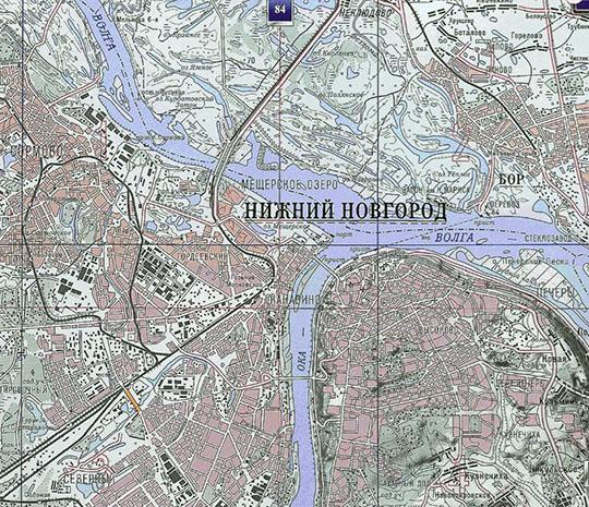 Нижегородская область 1:100К %Nizhegorodskaya oblast
Нижегородская область. Масштаб 1:100,000. Издание 2000-х годов
Ключевые слова: Нижний Новгород