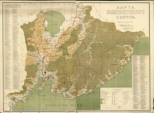 Карта Владивостокского округа 1:420K %Vladivostok okrug
Карта Владивостокского округа. Составлена картографом Б.А. Ручимским. Изд. КУБУЧа 1929 года. Масштаб - 10 вёрст в дюйме - 1:420,000.  
Ключевые слова: Владивосток