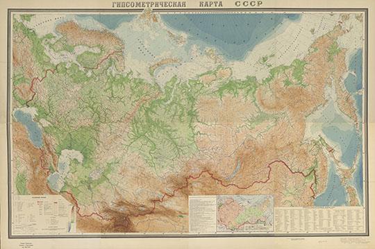 Гипсометрическая карта СССР 1:5M %USSR Terrain map 1:2.5M
Гипсометрическая карта СССР. Москва, ГУГК. 1940. Масштаб 1:5,000,000. Сборная карта, составленная из 8 листов форматом 66х52 см.
Ключевые слова: Россия,СССР,карты ГУГК СССР