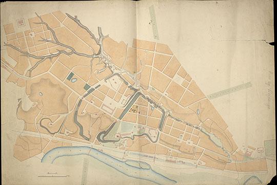 Черновой вариант плана города Владимира 1:4,200 %Draft plan of Vladimir
Черновой вариант плана города Владимира. Середина XIX в. 65х96 см. Масштаб - 50 сажен в дюйме. - 
Ключевые слова: Владимир
