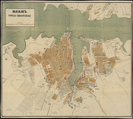План города Севастополя 1:8,400 %Plan of Sevastopol
План города Севастополя. Масштаб - 100 сажен в дюйме. Севастополь : Литогр. Воен.-топогр. части, 1920. — 1 к. : 3 цв. : 60×67 см. 
Ключевые слова: Севастополь