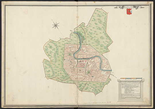 План города Вологды 1:17К %Plan of Vologda
План города Вологды Всевысочайше Конфиромованный 1781 года. Масштаб - 200 сажен в дюйме. Из кн.: Атлас Вологодскаго наместничества. Вологда, 1784г. Уездной землемер порутчик Василей Голубев и др.
Ключевые слова: Вологда