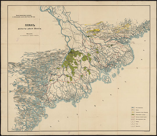 План дельты реки Волги 1:210К %Plan of Volga estuary
План дельты реки Волги. Масштаб - 5 верст в дюйме. — Петроград, 1914. — 1 к. : : цв.. 
Ключевые слова: Астрахань,Волга