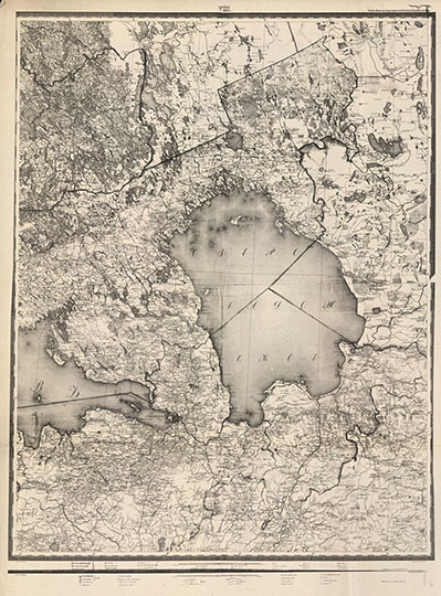 Ладога - карта Шуберта  1:420K %Ladoga by Shubert
Специальная карта западной части Российской империи, составленная и гравированная в 1/420000 долю настоящей величины Военно-Топографическим Депо с 1826 по 1840 год под руководством генерал-лейтенанта Шуберта, листы VIII и XIII. Масштаб – 10 верст в английском дюйме, что соответствует масштабу 1:420 000 (в 1 см – 4,2 км). Лист покрывает территорию Санкт-Петербургской губернии, Карельского перешейка и Ладожского озера. Состояние местности - 1844 год.
Ключевые слова: Ладога,Карелия,карты Шуберта