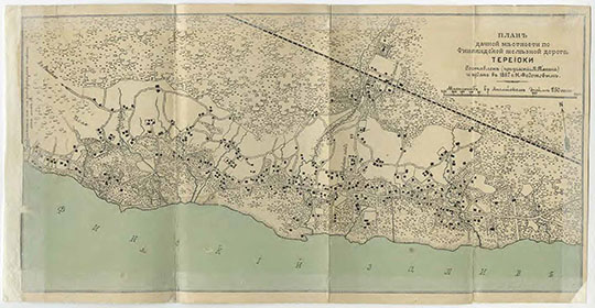 План дачной местности Териоки 1:21К %Plan of Terioki
План дачной местности по Финляндской железной дороге. Териоки. Составлен (при участии В. Тяпина) и издан в 1886 году Н. Федотовым. Масштаб - 250 сажен в дюйме. Из сб.: Карта и девятнадцать подробных планов дачных местностей в районе Финляндских железных дорог / составил и издал Н. Федотов. — С.-Петербург 1889. — 1 атл. (21 к.) цв., текст, указ.; 20х17 см.
Ключевые слова: Санкт-Петербург
