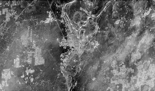 Спутниковый снимок Сыктывкара и окрестностей 08.07.72 %Satellite image of Syktyvkar
Спутниковый снимок Сыктывкара и окрестностей. Снимок сделан 8 июля 1972 года.
Ключевые слова: Сыктывкар,американские карты,города СССР со спутников