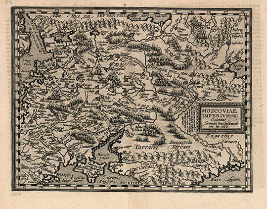 Московская Империя в Атласе Маттиаса Квада %Moscoviae Imperium by Matthias Quad,
Московская Империя в Атласе работы Маттиаса Квада. 1600г. Кёльн. 21 х 27 см. Масштаб 1:8,700,000. 68. Moscoviae Imperium. Theatum Orbis Terrarum. Matthias Quad, Geographisch Handtbuch. Fourth Series - Volume VI. Cologne 1600.
Ключевые слова: Московия,Тартария,Европейская Россия,немецкие карты