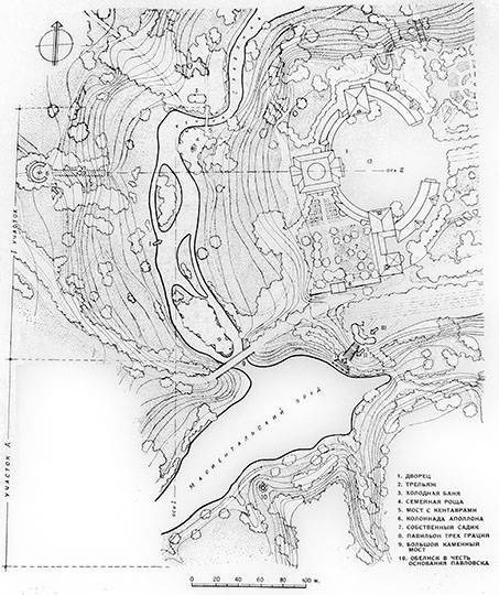 Павловск. Придворцовый и Мариентальский видовой район
Павловск. Придворцовый и Мариентальский видовой район с избранными видами. Фиксационный план, выполненный студентами Ленинградского строительного института и сотрудниками Павловского Дворца-музея между 1928 и 1940 годами. Из кн.: Иванова, Ольга Александровна, Павловский парк - Л. : Гос. изд-во л-ры по строительству и архитектуре, 1956. - 122, [2] с. : ил.; 32 см. - (Выдающиеся памятники русского садово-паркового искусства / Акад. стр-ва и архитектуры СССР, Ленингр. филиал)
Ключевые слова: Павловск,парки