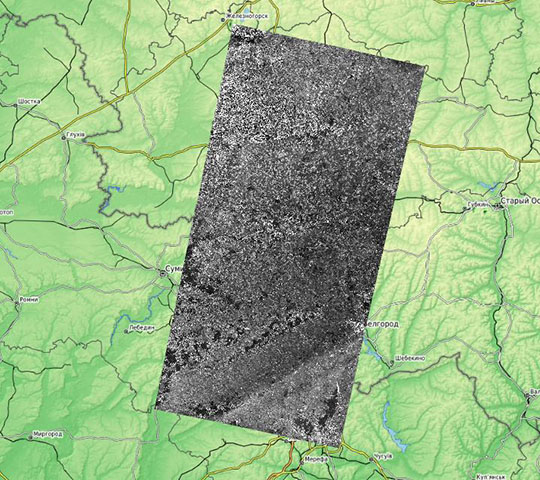 Части Курской, Белгородской, и Харьковской областей со спутника 12.06.75 %Satellite image of  Kursk  and Belgorod regions
Части Курской, Белгородской и Харьковской областей со спутника. Снимок сделан 12 июня 1975 года.
Ключевые слова: Курск,Белгород,Харьков,американские карты,города СССР со спутников