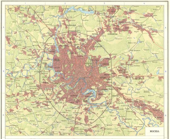 Карта Москвы из Атласа мира
Атлас мира, 2-е издание (1967/68). Главное Управление Геодезии и Картографии при Совете Министров СССР. Москва 1968 г. Формат атласа - 33 × 51 см. Под ред. А.Н. Баранова.

