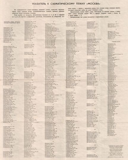 Оборот плана-схемы Москвы 1977 года
