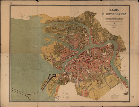 План С.Петербурга 1: 12.6К % Plan of Sankt-Petersburg
План С.Петербурга. Составлен на основании плана Шуберта 1828г и Гидрографических планов Невы и ее устья издания Гидрографического Департамента Морского Министерства. Издание Картографического Заведения А. Ильина. С. Петербург, 1899г. Масштаб - 150 сажен в дюйме.
Ключевые слова: Санкт-Петербург