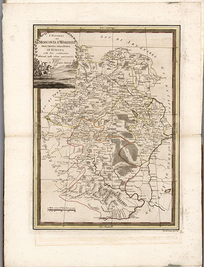 Московская и Воронежская губернии 1:3.5М %I governi di Moscovia e Woronez
Московская и Воронежская губернии Российской империи в Европе. Границы представлены по последним наблюдениям. Рим, La Calcografia Camerale, 1796. Масштаб 1:3,500,000. 48 х 34 см. I governi di Moscovia e Woronez nell Impero della Russia in Europa colle loro suddivisioni delineati sulle ultime osservazioni. Roma, presso la Calcografia Camerale, 1796.
Ключевые слова: Московия