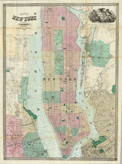 План Нью-Йорка 1:23K%Map Of New York and Vicinity
План Нью-Йорка и окрестностей. Map Of New York and Vicinity. Published By M. Dripps, New York. 103 Fulton St. 1863. Entered 1862, by M. Dripps. 66 х 47 см. Масштаб 1:23000.
Ключевые слова: Нью-Йорк,американские карты