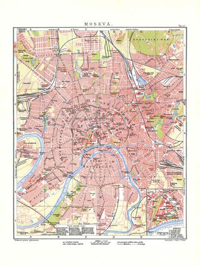 Moskva - чешский план%Moskva - Czech plan
План из чешского атласа мира - Ottuv maly zemepisny atlas. Издатель - J. Otto, Prague, 1910. Sestavil a zpracoval Dr. Stanislav Nikolau Prof. Realky v Praze VII. (85 velkych, 57 drobnych map, 17 planu mest). Карты из этого атласа представляют собой переиздания карт из энциклопедии Брокгауза - Brockhaus Enzyklopadie. Формат - 35 х 26 см
