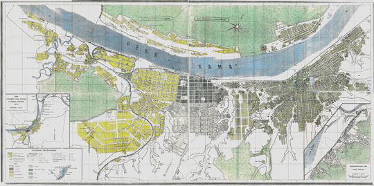 План города Молотова 1:30K%City map of Molotov
План города Молотова. Масштаб 1:30,000. На врезках - план Орджоникидзевского района и Схема территории города Молотова в пределах городской черты (масштаб 1:150,000). Условная координатная сетка. Цветами выделены районы города.
Ключевые слова: Пермь,Молотов