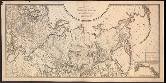 Новейшая генеральная карта Российской империи %New map of the Russian Empire
Новейшая генеральная карта Российской империи, разделенной на губернии и области исправленная в 1818 году Алексеем Максимовичем. 57 х 120 (63 х 125) см. Обзорная общегеографическая карта с административным делением Российской империи на 1818 год. Масштаб - 200 вёрст в 1 дюйме (84 км в 1 см). Внизу листа дополнительная карта: Часть Северо-Западного берега Америки принадлежащего России
Ключевые слова: Российская империя
