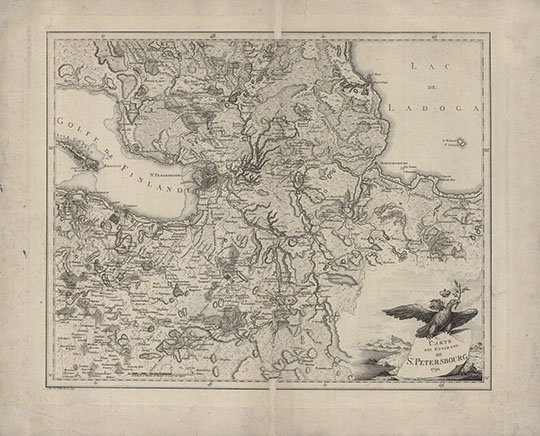 Карта окрестностей Санкт-Петербурга %Carte des environs de St. Petersbourg
Карта окрестностей Санкт-Петербурга. Географический департамент Кабинета Ея Императорскаго Величества. Вильбрехт, Александр Михайлович. 44х50 (59х72) см. Carte des environs de St. Petersbourg, 1792.
Ключевые слова: Санкт-Петербург
