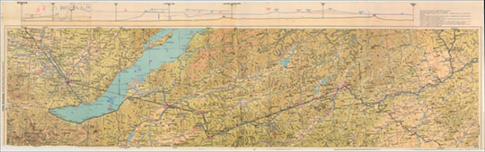 Авиационная карта Иркутск-Чита 1:1М % Aviation map Irkutsk - Chita
Маршрутно-полетная карта РККА Иркутск - Чита. Масштаб 1:1,000,000. Издание 1945 года. На верхнем поле карты - рельеф местности.
Ключевые слова: Иркутск,Чита,карты РККА,Байкал