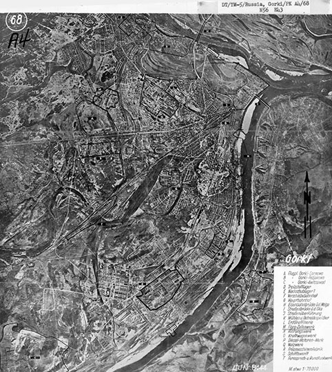 Немецкая аэрофотосъемка Горького % Germain aerophoto of Gorky
Немецкая аэрофотосъемка Горького/ Масштаб 1:70,000. !942-1943 ujls/
Ключевые слова: Нижний Новгород,Горький,немецкие карты,немецкая аэрофотосъемка