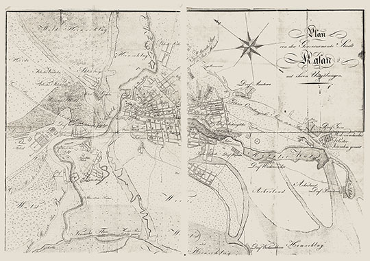 Немецкий план Казани % Plan von der Stadt Kasan
Немецкий план Казани, 1822 год. Plan von der Gouberneme Stadt Kasan mit ihren Unbagangen. Из кн.: Erdmann, J.F., Beiträge zur Kenntnis des Innern von Russland, 3d.l, Riga/Dorpat, 1822
Ключевые слова: Казань,немецкие карты