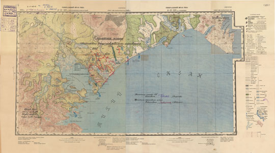 Окрестности Петропавловска-Камчатского 1:200K % Vicinity of Petropavlovsk
Карта окрестностей Петропавловска-Камчатского. Сборная карта, склеенная из листов N-57-XIV (западная и восточные части)  карт Генерального Штаба РККА масштаба 1:200,000. Состояние местности на 1934-1935 годы, издание 1937 года.
Ключевые слова: Петропавловск-Камчатский,Камчатка,карты РККА