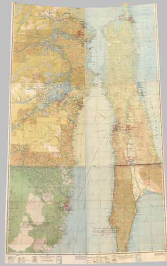 Сахалин и Приморский край 1:500К % Sakhalin and Far East 
Карта РККА Сахалина и Приморского края. Масштаб 1:500,000. Издание 1945 года
