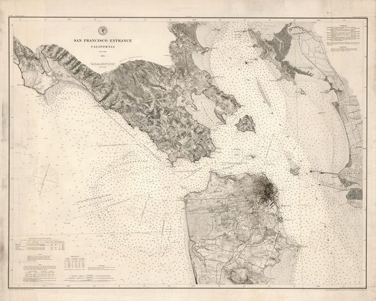 Карта окрестностей Сан-Франциско % San Francisco entrance
Карта окрестностей Сан-Франциско.  Масштаб 1:40,000. 80 х 105 см.  San Francisco entrance, California : 1884. Issued Aug. 1884, J.E. Hilgard, Superintendent, Verified: C.O. Boutelle, Assiatant in charge of office. Price 50 cents. Redd. Drng. by A. Lindenkohl, C. Junken, E. Molkow and E.J. Sommer. Engd. by J. Enthoffer, E. A. Maedel, J.J. Young, W. Thompson, H.M. Knight, A. Petersen and J.G. Thompson. Triangulation by R.D. Cutts, A.F. Rodgers ... ; topography by R.D. Cutts, A.F. Rogers, A.M. Harrison ... ; hydrography by J. Alden, R,M. Cuyler ... 
Ключевые слова: Сан-Франциско,США