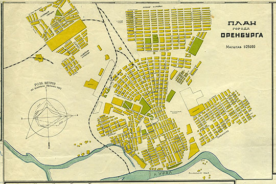 План города Оренбурга 1:25К %Plan of Orenburg
План города Оренбурга. Масштаб 1:25,000. На врезке Карты Оренбургской области  - код 14193518. Составлена Картографической фабрикой Всесоюзного Картографического треста ГУГСК НКВД. Масштаб 1:600,000. Издание Оренбургской плановой комиссии. г. Саратов, 1935г.
Ключевые слова: Оренбург
