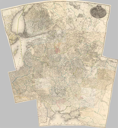 Специальная карта запада Российской Империи 1:420K% Special map of European Russia
Специальная карта Западной части Российской Империи, составленная и гравированная в 1/420000 долю настоящей величины при Военно-Топографическом Депо, во время управления генерал квартирмейстера Нейдгарта под руководством генерал-лейтенанта Шуберта". Сборная карта, составленная на основе 62 листов полного издания 1832 года. Дополнительный лист -  условные обозначения. Масштаб - 10 верст в англ. дюйме.
Ключевые слова: карты Шуберта,Европейская Россия