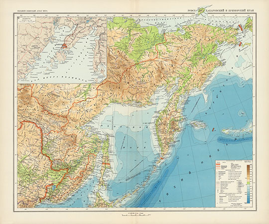Хабаровский и Приморский края %Khabarovsky and Primorsky kray
Хабаровский и Приморский края. Большой Советский Атлас Мира. РСФСР. Macштaб: в 1 cм. 75 км. Kapтa cocтaвлeнa и oфopмлeнa Haучнo-Peдaкциoннoй Kapтococтaвитeльcкoй чacтью ГУГK пpи CHK CCCP. Том 2 Бoльшoго Coвeтcкoгo Aтлaca Mиpa издaния 1939 гoдa.
Ключевые слова: Хабаровск,Владивосток,Атлас 1939 БСАМ