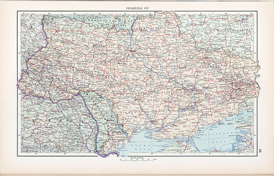Украинская ССР 1:3М %Ukrainskaya SSR
Украинская ССР. Масштаб 1:3,000,000. 51 х 34 см. Из кн. Атлас СССР. Главное управление геодезии и картографии МВД СССР. Москва, 1954г.
Ключевые слова: Киев,Атлас 1954