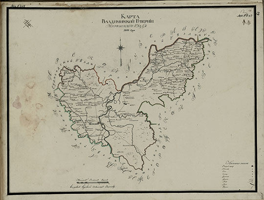 Карта Муромского уезда  1:210K% Map of Murom uezd
Карта Владимирской губернии Муромского уезда  1808 года. Масштаб - 5 верст в дюйме. 
Ключевые слова: Владимир,Муром