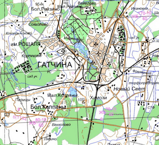 Гатчина и окрестности %Gatchina and vicinity
Гатчина и окрестности. Карта Госгеоцентра. Масштаб 1:25,000
Ключевые слова: Гатчина,карты ГГЦ