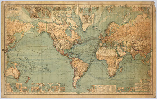Карта мира в проекции Меркатора  1:15M% Chart Of The World On Mercator's Projection
Карта мира в проекции Меркатора. Масштаб 15,000,000. 93 х 152 см. Chart Of The World On Mercator's Projection. Constructed By Hermann Berghaus. Gotha: Justus Perthes. I. Edition 1863. Engraved by H. Eberhardt, E. Kuhn and W. Weiler. (with 32 inset maps). Позже эта карта была переиздана в 1882 году.
