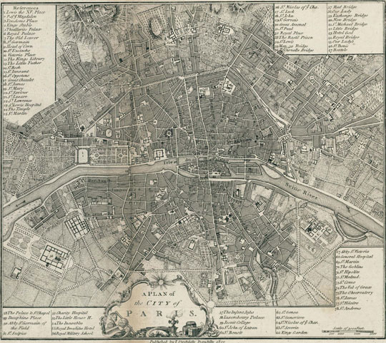 План Парижа%Map of Paris
План Парижа. A Plan of the City of Paris. Published by I. Stockdale, Piccadilly, 1800. Обозначения основных объектов на англ. языке.
Ключевые слова: Париж,английские карты
