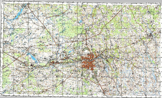 Смоленск и окрестности 1:100K% Map of Smolensk and vicinity
Карта окрестностей Смоленска. Издание 1980 года. Масштаб 1:100,000.
Ключевые слова: Смоленск,топографические карты