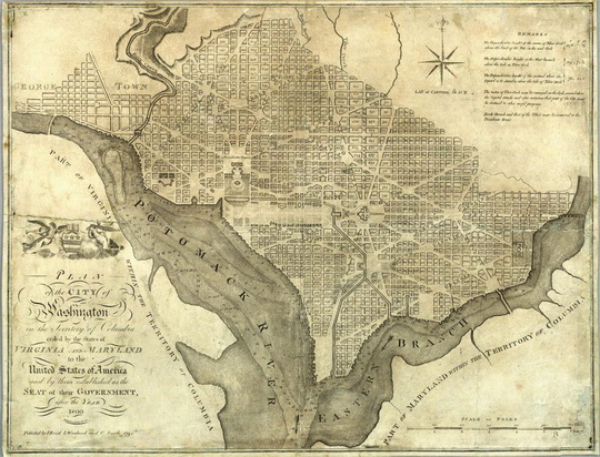 План Вашингтона % Plan of the City of Washington
План Вашингтона. Масштаб 1:19,800. 40 х 52 см. Plan of the City of Washington in the Territory of Columbia ceded by the States of Virginia And Maryland to the United States of America and by them established as the Seat of their Government, after the Year 1800. Rollinson sculp. N. York. Published by J. Reid L. Wayland and C. Smith 1795.
Ключевые слова: США,Вашингтон
