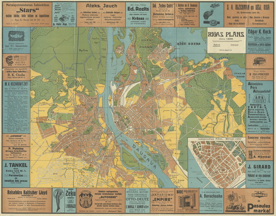 План города Риги  1:25K% Plan of Riga
План города Риги. Масштаб 1:25,200. 1925г.  Rigas plans. Izdevejs "Argus" Riga. 
Ключевые слова: Рига