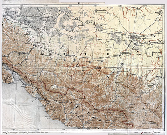 Карта Кубанского края 1:210К %Map of Kuban kray
Карта Кубанского края. Издание Кавказского Военно-топографического отдела. Масштаб - 5 верст в английском дюйме,  Издание конца 1890-х - начала 1900-х годов.
Ключевые слова: Краснодар,Екатеринодар